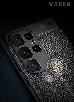 WAOKN Samsung Galaxy S24ultra 5G Case, Stylish Slim & Thin Soft Litchi Pattern PU Leather Comfortable Secure Grip Anti-Fingerprint Non-Slip Protective Shock-Absorbing S24 Ultra Phone Case  - Image 5