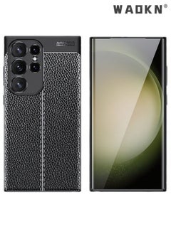 WAOKN Samsung Galaxy S24ultra 5G Case, Stylish Slim & Thin Soft Litchi Pattern PU Leather Comfortable Secure Grip Anti-Fingerprint Non-Slip Protective Shock-Absorbing S24 Ultra Phone Case  - Image 1
