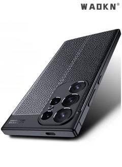 WAOKN Samsung Galaxy S24ultra 5G Case, Stylish Slim & Thin Soft Litchi Pattern PU Leather Comfortable Secure Grip Anti-Fingerprint Non-Slip Protective Shock-Absorbing S24 Ultra Phone Case  - Image 3
