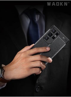 WAOKN Samsung Galaxy S24ultra 5G Case, Stylish Slim & Thin Soft Litchi Pattern PU Leather Comfortable Secure Grip Anti-Fingerprint Non-Slip Protective Shock-Absorbing S24 Ultra Phone Case  - Image 4