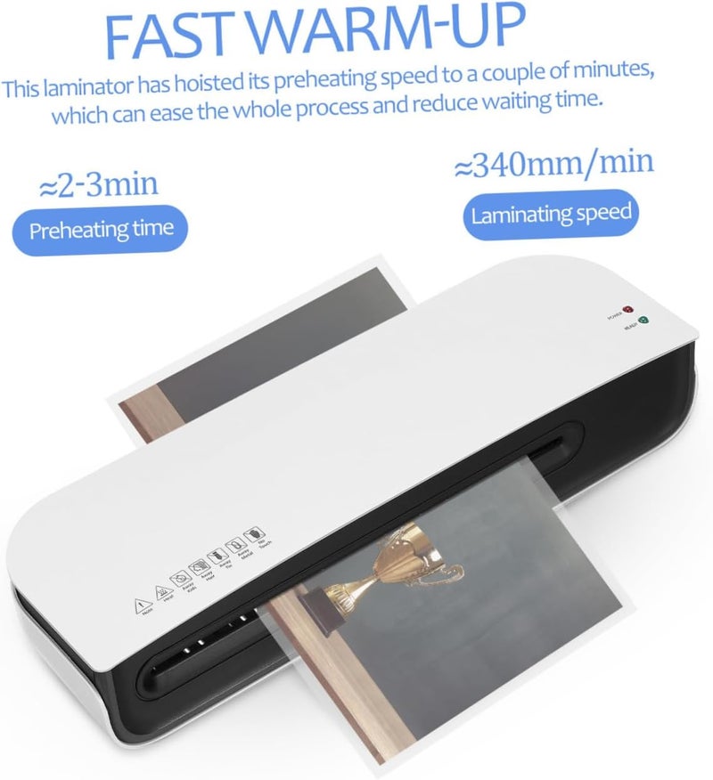 Fast Warm-up Thermal Laminator Photo Laminating Machine for Home Office Compact Personal Laminator with US Plug Efficient Glossy Finish Portable and User-Friendly Design - Image 3