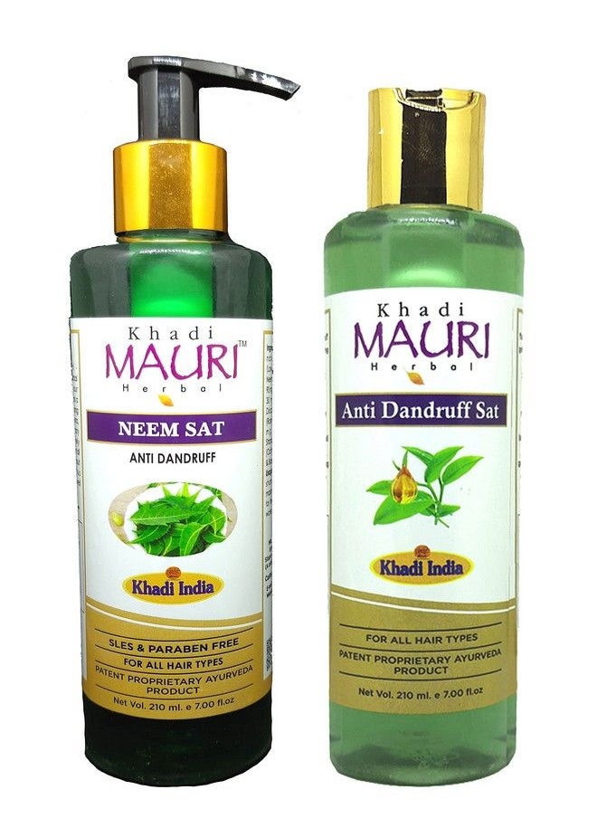 Khadi MAURI Neem Sat & Anti Dandruff Shampoo Pack Of 2 (420 Ml) Multicolor (Kmnemdndrfshx1(Each))  - Image 2