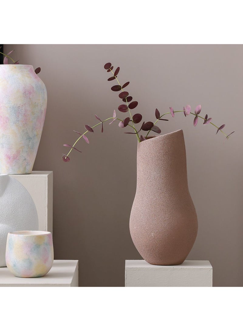 DANUBE HOME Lexie Caramel Ceramic Abstract Vase – Modern Decorative Flower Vase for Living Room, Dining Table & Office, Stylish Minimalist Pottery Centerpiece for Elegant Home Decor & Interior Styling L23.2 X W23.2 X H46.5Cm Rust - Image 3