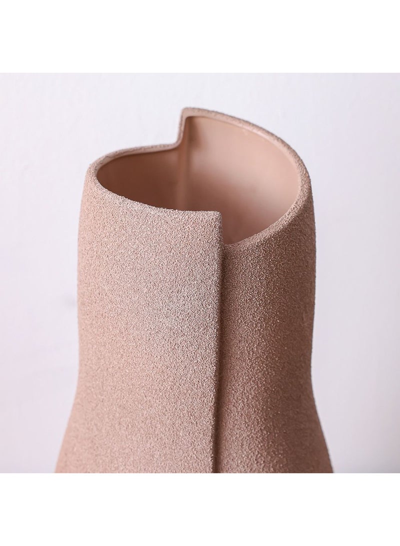 DANUBE HOME Lexie Caramel Ceramic Abstract Vase – Modern Decorative Flower Vase for Living Room, Dining Table & Office, Stylish Minimalist Pottery Centerpiece for Elegant Home Decor & Interior Styling L23.2 X W23.2 X H46.5Cm Rust - Image 2