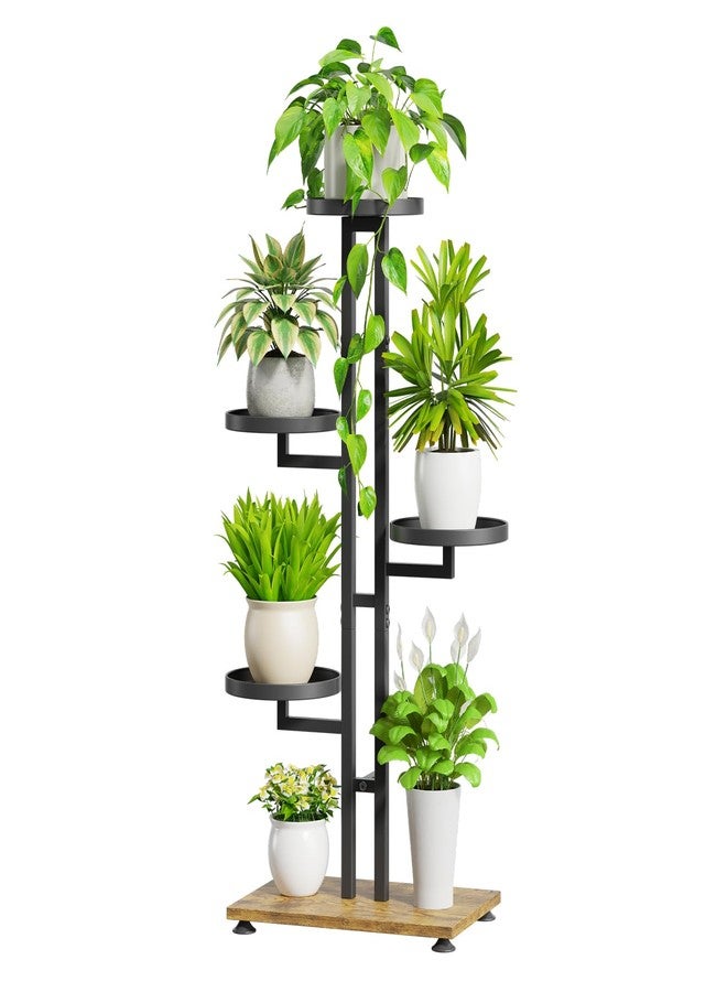 iDavosic.ly 6 Tier Plant Stand Indoor Outdoor, Tiered Corner Plant Stands for Multiple Plants, Metal Tall Plant Display Holder Rack Flower Shelf for Patio Living Room Garden Balcony Bedroom, Black - Image 1