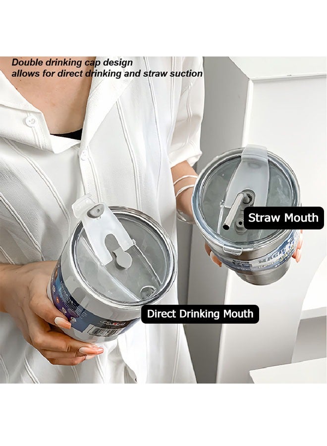 MLADEN 30oz High Quality Coffee Cup Stainless Steel Thermo Vacuum Double Wall Travel Coffee Tumbler Mug Cold Hot Insulated With Spill Resistant Lid&Reusable Straws Stickers Cup Brush Straw Brush - Image 4