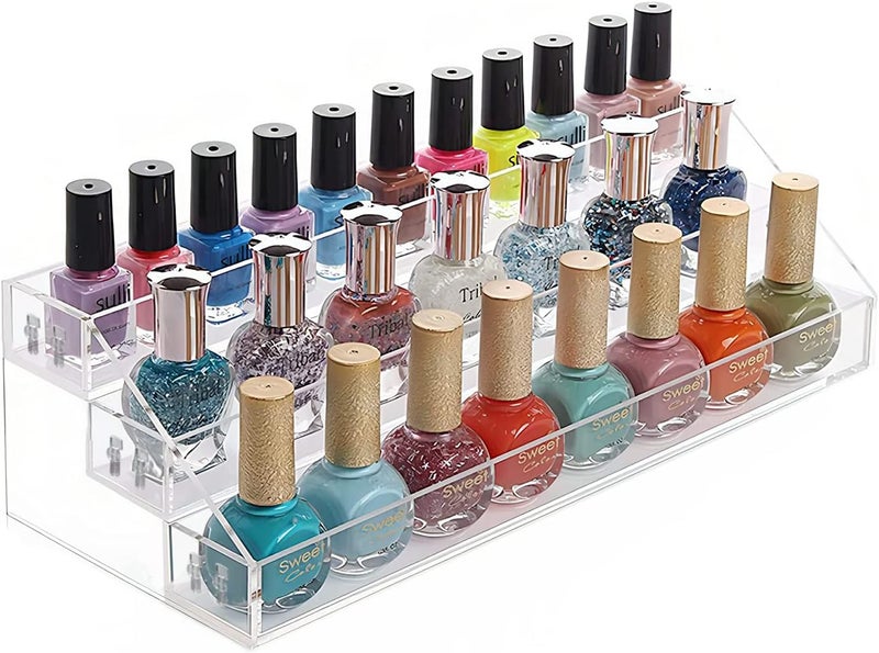 MineSign Nail Polish Holder Organizer Clear Acrylic Nail Polish Tray Fingernail Polish Display case 3 layers Essential Oils Holder Makeup Organizer - Image 1