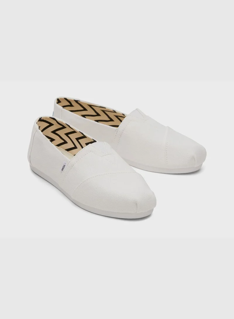 TOMS Alpargata White Recycled Canvas Slip-On Shoes