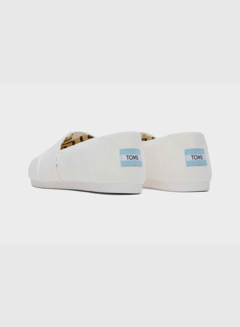 TOMS Alpargata White Recycled Canvas Slip-On Shoes