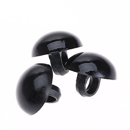 dophee 100Pcs Black Plastic Safety Eyes, DIY Craft Eyes Type Mushroom Domed Round Buttons Sewing Shank for Bear Amigurumi Crochet Puppet Plush Stuffed Animals Doll Making - 9mm - Image 1
