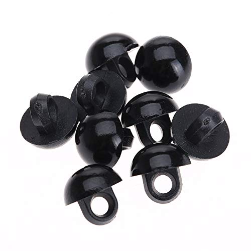 dophee 100Pcs Black Plastic Safety Eyes, DIY Craft Eyes Type Mushroom Domed Round Buttons Sewing Shank for Bear Amigurumi Crochet Puppet Plush Stuffed Animals Doll Making - 9mm - Image 4