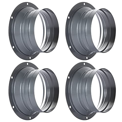ZOEYES 4 PCS 4 Inch Duct Connector Flange Inlet Fitting Metal Straight Pipe Flange Ventilation Pipe Connector for Heating Cooling Ventilation HVAC System（Silvery Gray） - Image 1