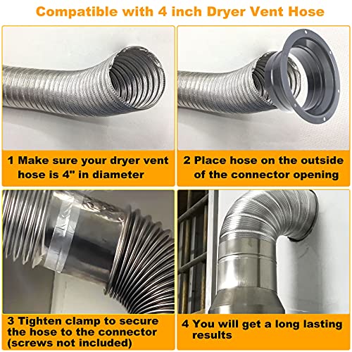 ZOEYES 4 PCS 4 Inch Duct Connector Flange Inlet Fitting Metal Straight Pipe Flange Ventilation Pipe Connector for Heating Cooling Ventilation HVAC System（Silvery Gray） - Image 3