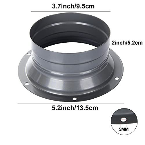 ZOEYES 4 PCS 4 Inch Duct Connector Flange Inlet Fitting Metal Straight Pipe Flange Ventilation Pipe Connector for Heating Cooling Ventilation HVAC System（Silvery Gray） - Image 2