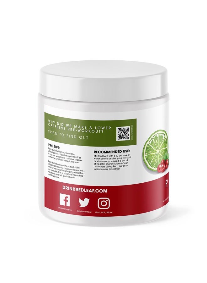 Red Leaf Pre-Workout Energizer Powder, Pre Workout for Women and Men, BCAA's, Beta-Alanine, Amino Acids, Green Tea, Natural Cranberry Lime Flavor - 30 Servings - Image 3