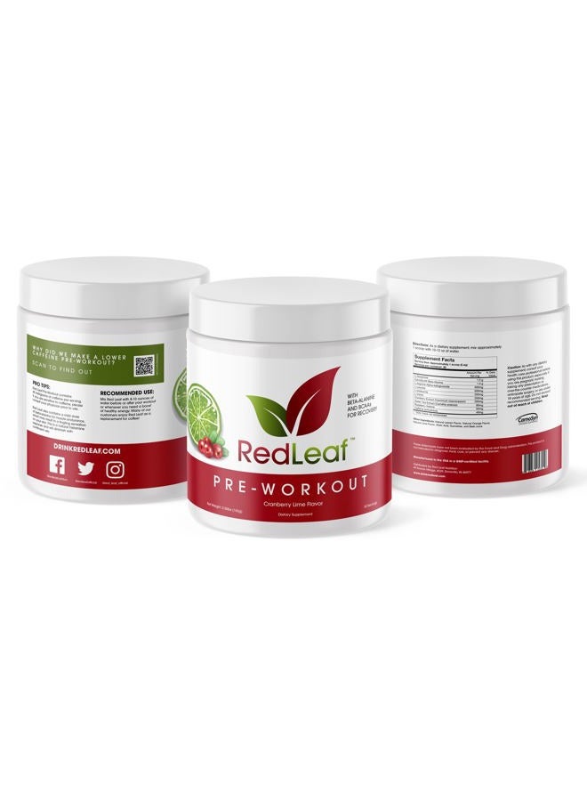 Red Leaf Pre-Workout Energizer Powder, Pre Workout for Women and Men, BCAA's, Beta-Alanine, Amino Acids, Green Tea, Natural Cranberry Lime Flavor - 30 Servings - Image 4