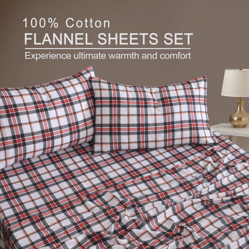 ZOYER Flannel Sheets Queen Size Set - Soft & Comfy Deep Pocket Cotton Flannel Bedding  Fitted Up to 16""  Double Brushed Queen Bed Sheets  4 Pieces  Classic - Image 3