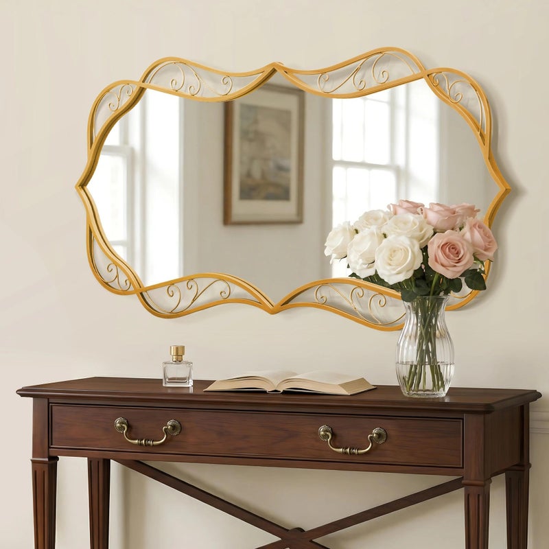 Besdomus Gold Bathroom Large Mirror: 24"x48" Antique Large Mirror for Wall - Vertical or Horizontal Hanging - Home Decor for Bathroom/Fireplace/Hallway - Wall Decor for Fashion-Conscious - Image 5