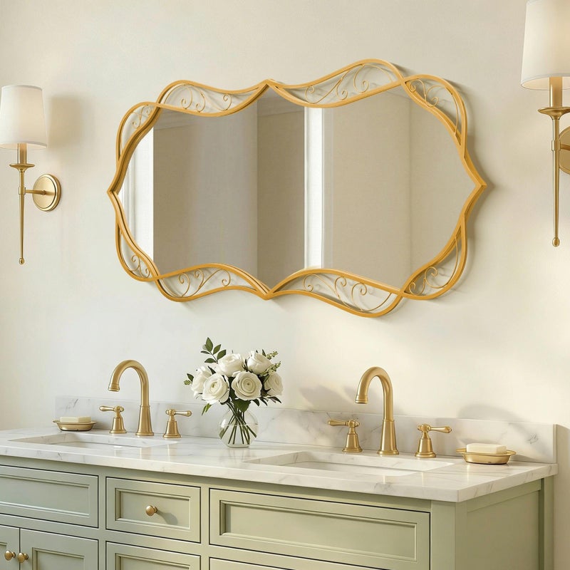 Besdomus Gold Bathroom Large Mirror: 24"x48" Antique Large Mirror for Wall - Vertical or Horizontal Hanging - Home Decor for Bathroom/Fireplace/Hallway - Wall Decor for Fashion-Conscious - Image 2