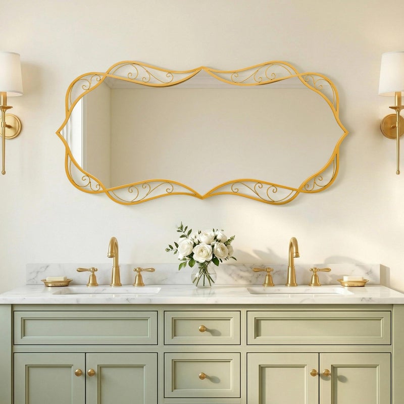 Besdomus Gold Bathroom Large Mirror: 24"x48" Antique Large Mirror for Wall - Vertical or Horizontal Hanging - Home Decor for Bathroom/Fireplace/Hallway - Wall Decor for Fashion-Conscious - Image 3