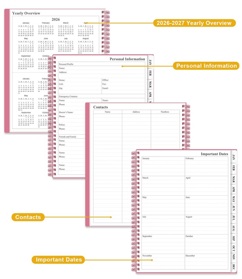 Tuun Fuplan Planner 2026 - Weekly & Monthly Planner from January 2026 to December 2026, Agenda 2026 with Inner Pocket, Elastic Band, 8.5" x 11", Pink - Image 5