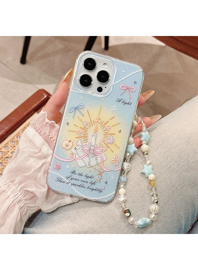 NIBEMINENT Protective TPU Case Cover For iPhone 15 Pro Max, Globe Candle With Starfish Lanyard - Image 1