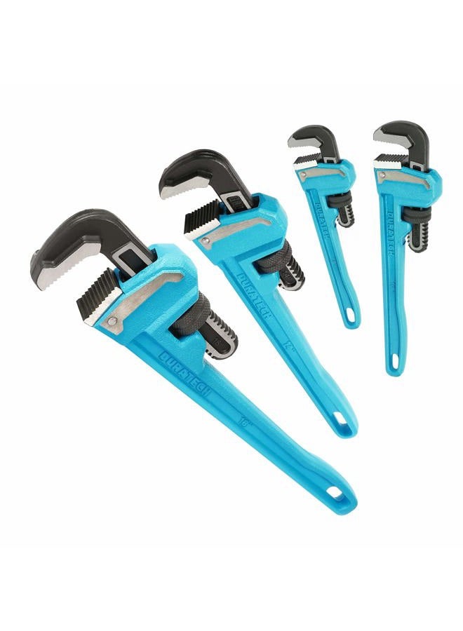 DURATECH 4-Piece Heavy Duty Pipe Wrench Set, 8",10",14",18", Adjustable Plumbing Wrench Set, Malleable Cast Iron Handle, Exceed GGG standard - Image 1