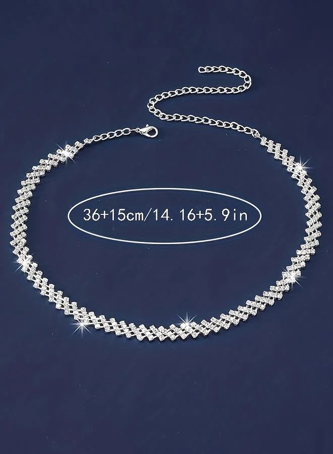 تايك تو Take Two Silver Embellished Link Necklace