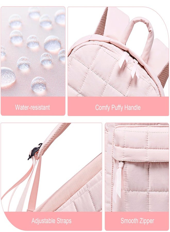 BTOOP School Backpack for Teen Girls Women Laptop College Backpacks Keychain Wristlet Wallet Girls Women Casual High School, Quilting-pink, Medium, Casual - Image 5