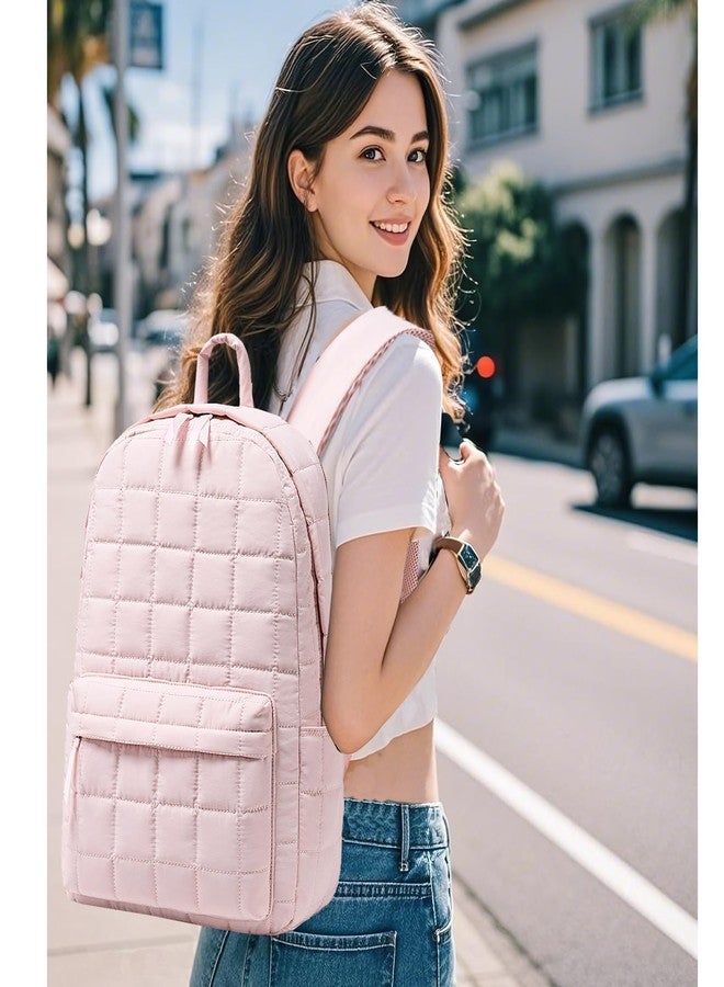 BTOOP School Backpack for Teen Girls Women Laptop College Backpacks Keychain Wristlet Wallet Girls Women Casual High School, Quilting-pink, Medium, Casual - Image 2