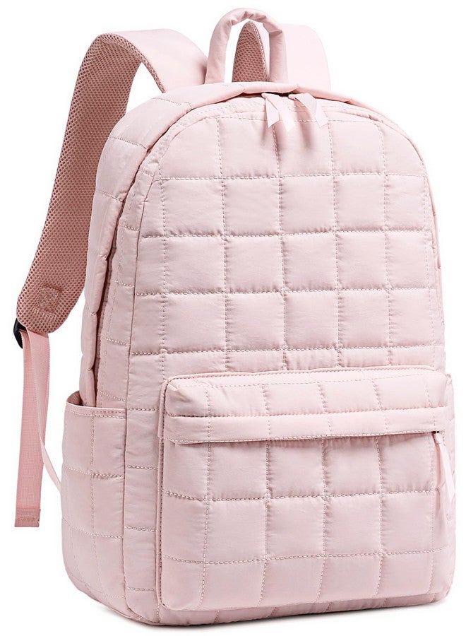 BTOOP School Backpack for Teen Girls Women Laptop College Backpacks Keychain Wristlet Wallet Girls Women Casual High School, Quilting-pink, Medium, Casual - Image 1