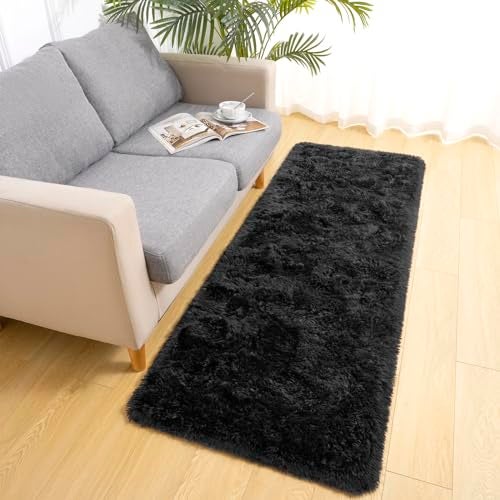LOCHAS Ultra Soft Indoor Modern Area Rugs Fluffy Living Room Carpets for Children Bedroom Home Decor Nursery Rug 2x4 Feet, Black - Image 3