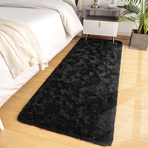 LOCHAS Ultra Soft Indoor Modern Area Rugs Fluffy Living Room Carpets for Children Bedroom Home Decor Nursery Rug 2x4 Feet, Black - Image 1