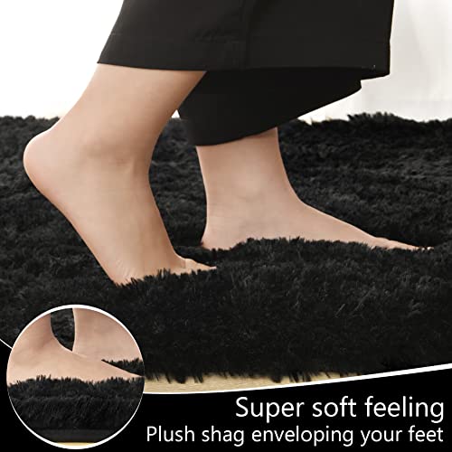 LOCHAS Ultra Soft Indoor Modern Area Rugs Fluffy Living Room Carpets for Children Bedroom Home Decor Nursery Rug 2x4 Feet, Black - Image 4
