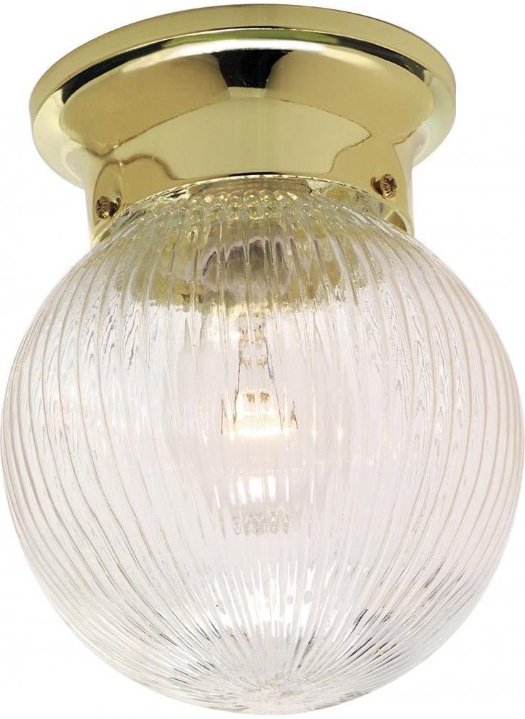 Nuvo NUVO SF76256 One Light Ceiling Fixture Flush Mount Polished BrassClear Ribbed Glass 