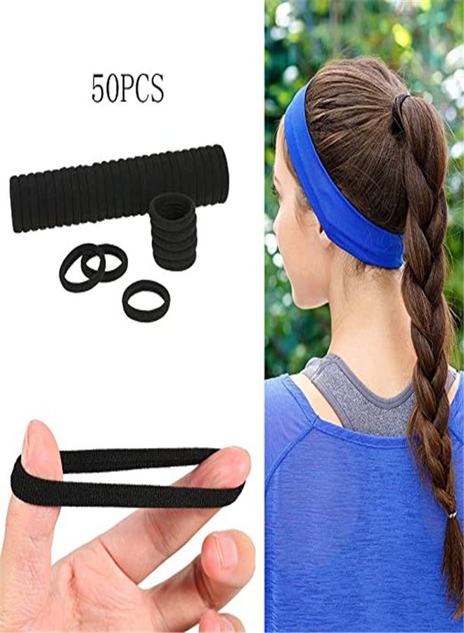 Goolsky 50pcs Thick Black High Elasticity Hair Ties, Suitable for Men and Women - Seamless Non-Slip Hair Bands, Durable Stretchable Hair Accessories - Image 5