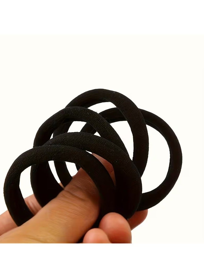 Goolsky 50pcs Thick Black High Elasticity Hair Ties, Suitable for Men and Women - Seamless Non-Slip Hair Bands, Durable Stretchable Hair Accessories - Image 2
