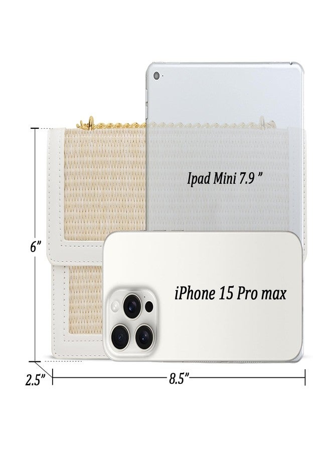 KKXIU Women Straw Crossbody Bag Summer Shoulder Bag Beach Handbag Vegan Leather Purse (Beige) - Image 4