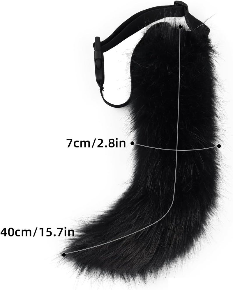 BANLAN Faux Fur Fox Costume Cat Tail Cosplay Halloween Christmas Party Costume One Size, Black - Image 3