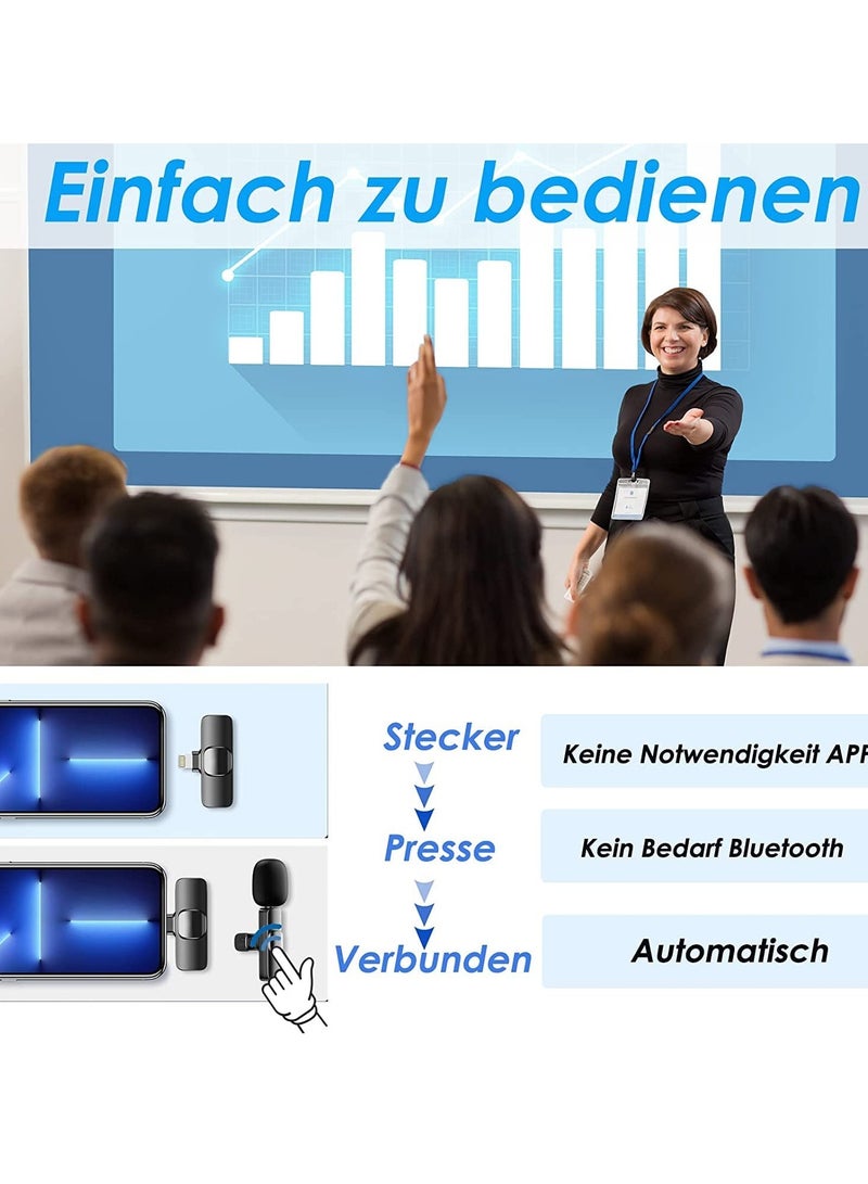 Wireless Microphone for iPhone iPad- Plug-Play Wireless Lavalier Mic with 2 Microphone for Phone Video Recording- Interview- Vlog- Auto Sync and Noise Reduction- 2.4G - Image 3