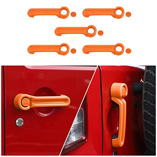 CheroCar for Jeep JK Door Handle Cover Kit Tailgate Handle Cover for 20072018 Jeep Wrangler JK Orange - Image 1