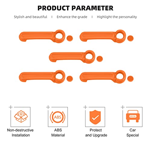 CheroCar for Jeep JK Door Handle Cover Kit Tailgate Handle Cover for 20072018 Jeep Wrangler JK Orange - Image 3