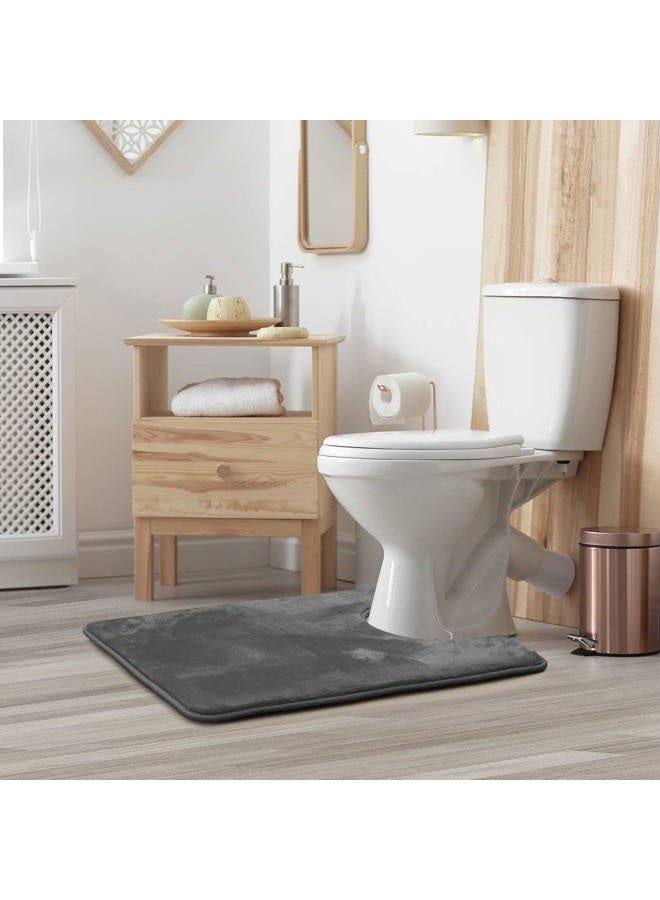 Clara Clark U-Shaped Contour Rug 24" x 19" - Memory Foam Bath Mat, Plush, Cozy, Ultra Soft, Non Slip, Perfect for U-Shaped Toilet Rug, Rugs for Bathroom, Machine Washable, Quick Dry - Dark Grey - Image 1