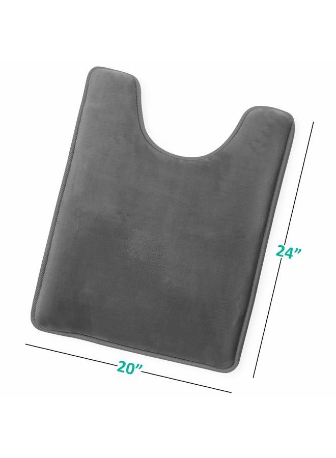 Clara Clark U-Shaped Contour Rug 24" x 19" - Memory Foam Bath Mat, Plush, Cozy, Ultra Soft, Non Slip, Perfect for U-Shaped Toilet Rug, Rugs for Bathroom, Machine Washable, Quick Dry - Dark Grey - Image 3