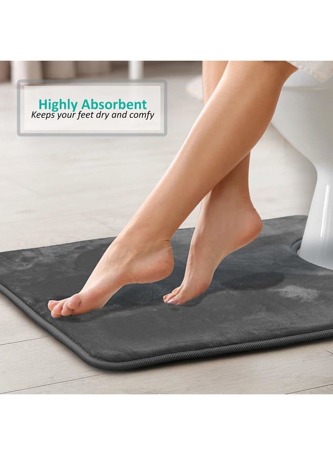Clara Clark U-Shaped Contour Rug 24" x 19" - Memory Foam Bath Mat, Plush, Cozy, Ultra Soft, Non Slip, Perfect for U-Shaped Toilet Rug, Rugs for Bathroom, Machine Washable, Quick Dry - Dark Grey - Image 4