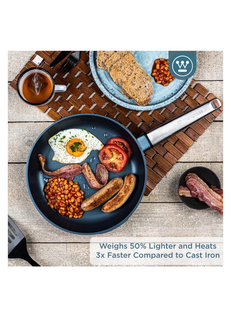 Westinghouse Westinghouse Performance Series 28cm Non-Stick Fry Pan Cast Aluminum with QuanTanium Coating Induction & Oven Safe Cool-Touch Stainless Steel Handle - Blue  - Image 2