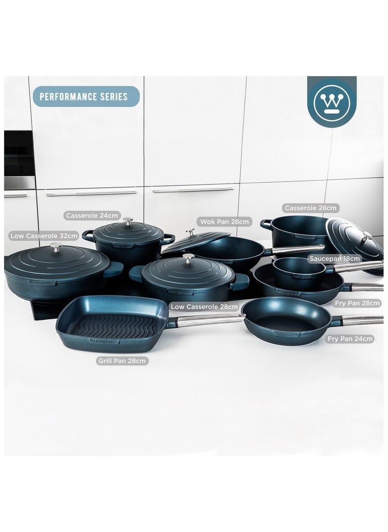 Westinghouse Westinghouse Performance Series 28cm Non-Stick Fry Pan Cast Aluminum with QuanTanium Coating Induction & Oven Safe Cool-Touch Stainless Steel Handle - Blue  - Image 4