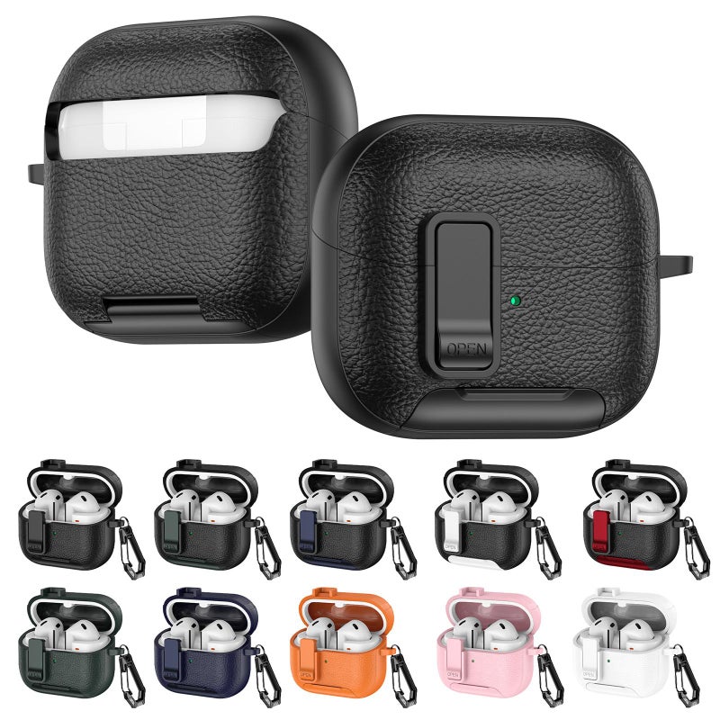 For Samsung Galaxy Buds3 / Buds3 Pro Leather Texture Wireless Earphones Case with Hook u0026 Holder(White) - Image 2