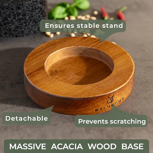 WALDWERK Mortar and Pestle - Mortar and Pestle Set with Anti-Scratch Acacia Wood Base - Mortar with Extra Large Pestle Out of Natural Granite - Large Mortar and Pestle - Perfect for Guacamole - Image 4