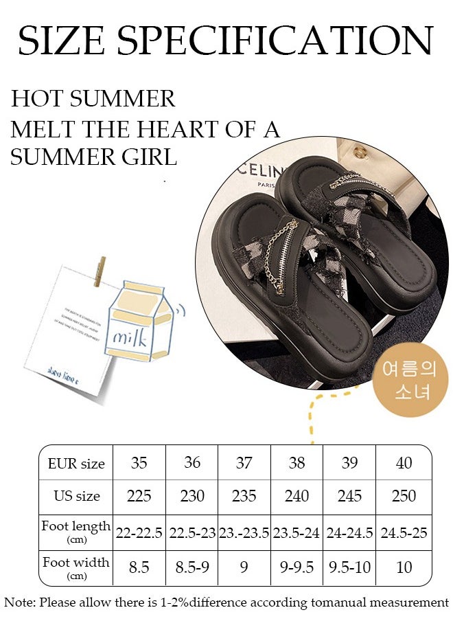 DUNISO - Women's Summer Walking Sandals Air Cushion Support Platform Open Tole Slippers Comfortable Casual Wedge Sandals with Non-slip Soles Thick Sole Beach Slippers Indoor and Out Door - Image 1